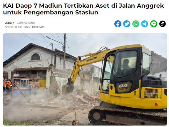 KAI Daop 7 Madiun Tertibkan Aset di Jalan Anggrek untuk Pengembangan Stasiun