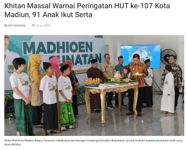 Khitan Massal Warnai Peringatan HUT ke-107 Kota Madiun, 91 Anak Ikut Serta
