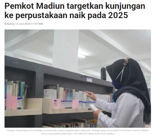 Pemkot Madiun Targetkan Kunjungan ke Perpustakaan Naik Pada 2025