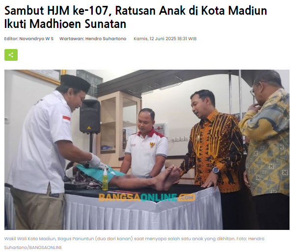 Sambut HJM ke-107, Ratusan Anak di Kota Madiun Ikuti Madhioen Sunatan