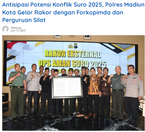 Antisipasi Potensi Konflik Suro 2025, Polres Madiun Kota Gelar Rakor dengan Forkopimda dan Perguruan Silat