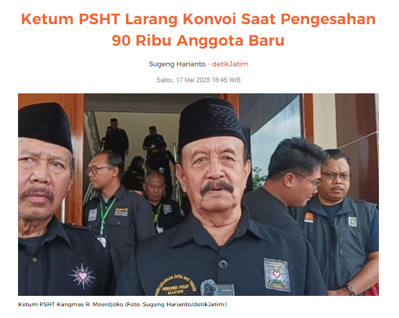 Ketum PSHT Larang Konvoi Saat Pengesahan 90 Ribu Anggota Baru
