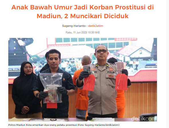 Anak Bawah Umur Jadi Korban Prostitusi di Madiun, 2 Muncikari Diciduk
