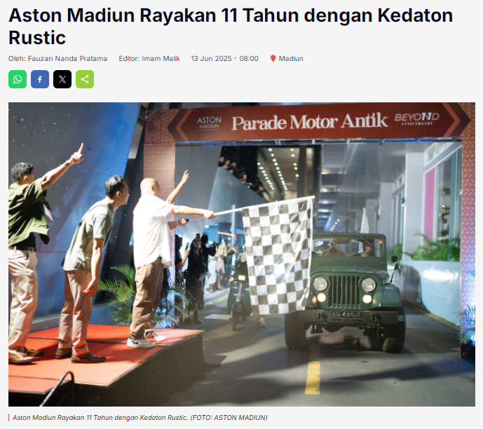 Aston Madiun Rayakan 11 Tahun dengan Kedaton Rustic