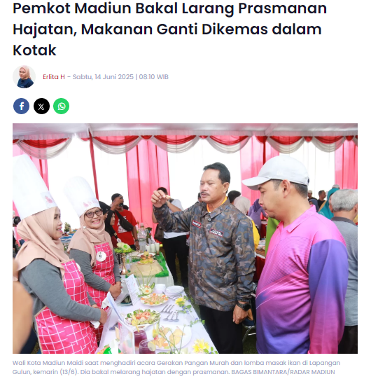 Pemkot Madiun Bakal Larang Prasmanan Hajatan, Makanan Ganti Dikemas dalam Kotak