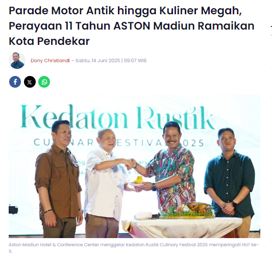Parade Motor Antik hingga Kuliner Megah, Perayaan 11 Tahun ASTON Madiun Ramaikan Kota Pendekar