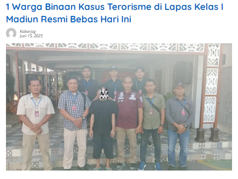 1 Warga Binaan Kasus Terorisme di Lapas Kelas I Madiun Resmi Bebas Hari Ini