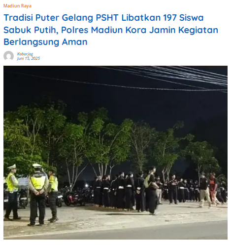 Tradisi Puter Gelang PSHT Libatkan 197 Siswa Sabuk Putih, Polres Madiun Kota Jamin Kegiatan Berlangsung Aman