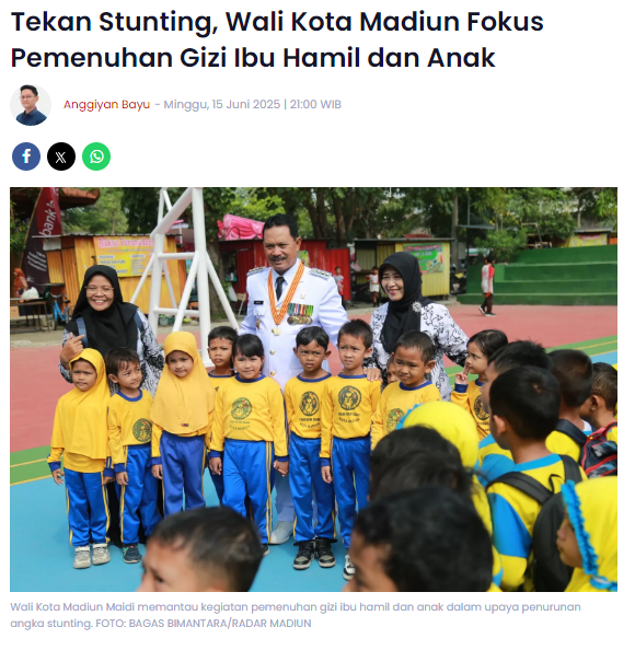Tekan Stunting, Wali Kota Madiun Fokus Pemenuhan Gizi Ibu Hamil dan Anak