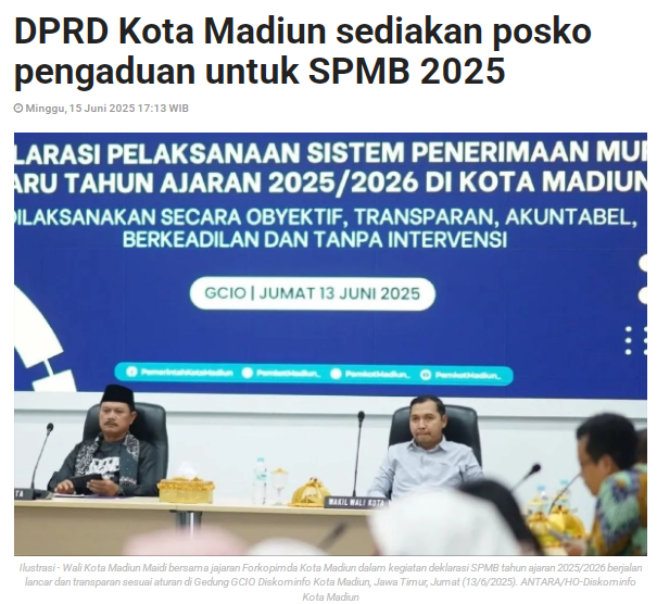 DPRD Kota Madiun Sediakan Posko Pengaduan Untuk SPMB 2025
