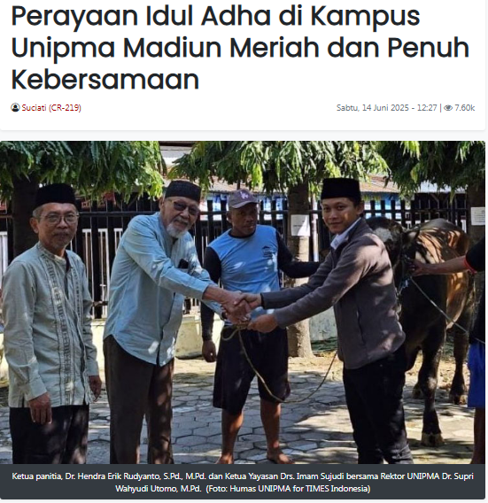 Perayaan Idul Adha di Kampus Unipma Madiun Meriah dan Penuh Kebersamaan