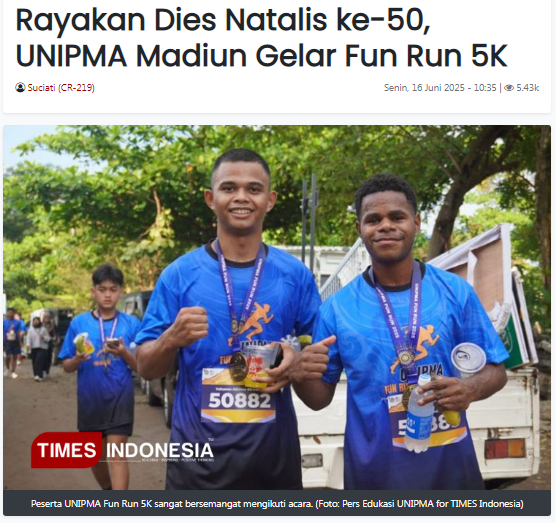 Rayakan Dies Natalis ke-50, UNIPMA Madiun Gelar Fun Run 5K