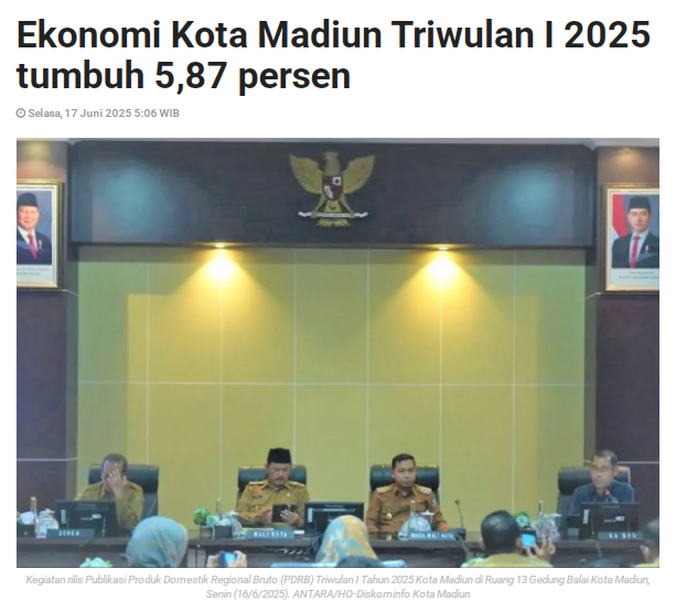 Ekonomi Kota Madiun Triwulan I 2025 tumbuh 5,87 persen