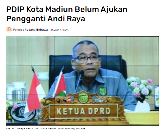 PDIP Kota Madiun Belum Ajukan Pengganti Andi Raya