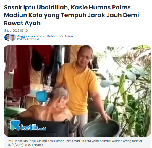 Sosok Iptu Ubaidillah, Kasie Humas Polres Madiun Kota yang Tempuh Jarak Jauh Demi Rawat Ayah