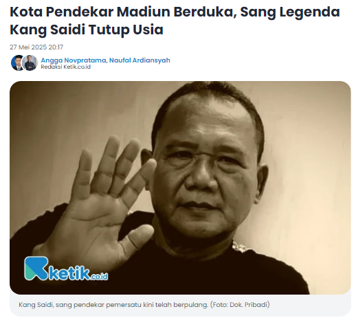 Kota Pendekar Madiun Berduka, Sang Legenda Kang Saidi Tutup Usia