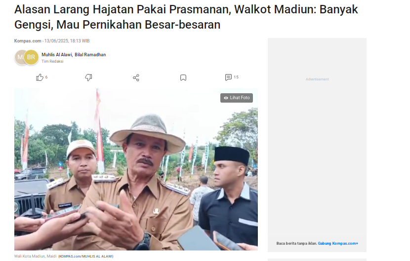 Alasan Larang Hajatan Pakai Prasmanan, Walkot Madiun, Banyak Gengsi, Mau Pernikahan Besar-besaran