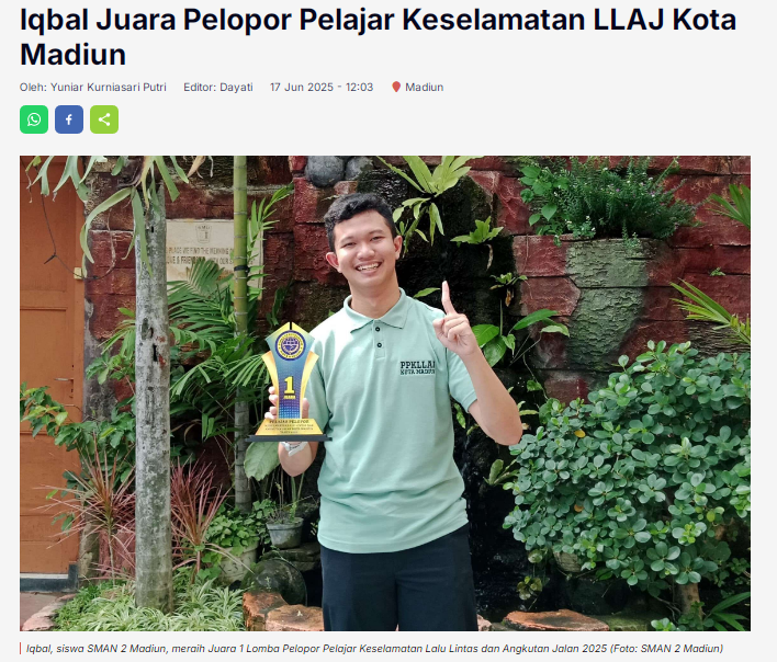 Iqbal Juara Pelopor Pelajar Keselamatan LLAJ Kota Madiun