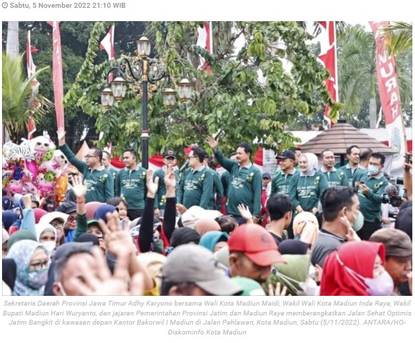 Wali Kota Maidi apresiasi semangat warga Madiun dukung jalan sehat Jatim Bangkit