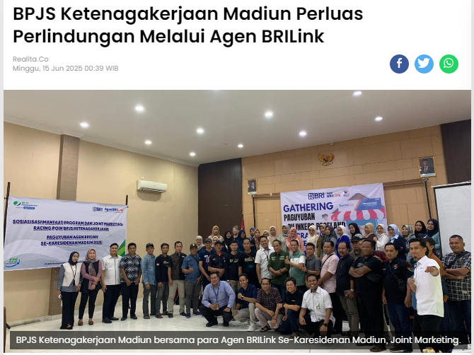 BPJS Ketenagakerjaan Madiun Perluas Perlindungan Melalui Agen BRILink