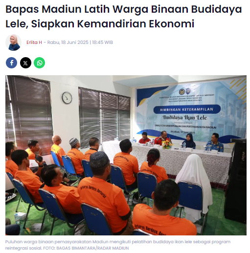 Bapas Madiun Latih Warga Binaan Budidaya Lele, Siapkan Kemandirian Ekonomi
