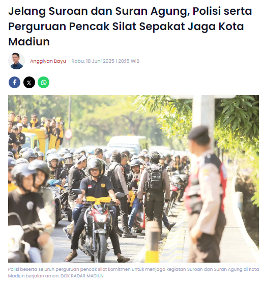Jelang Suroan dan Suran Agung, Polisi serta Perguruan Pencak Silat Sepakat Jaga Kota Madiun