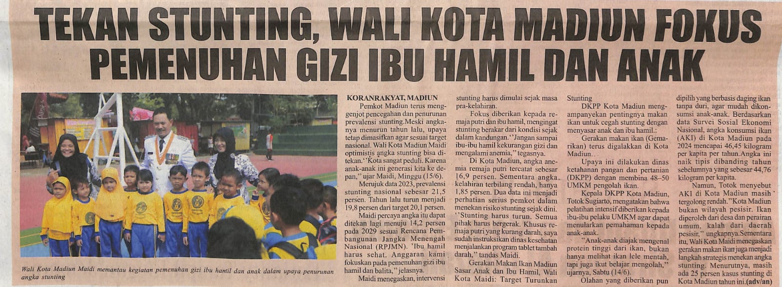 TEKAN STUNTING, WALI KOTA MADIUN FOKUS PEMENUHAN GIZI IBU HAMIL DAN ANAK