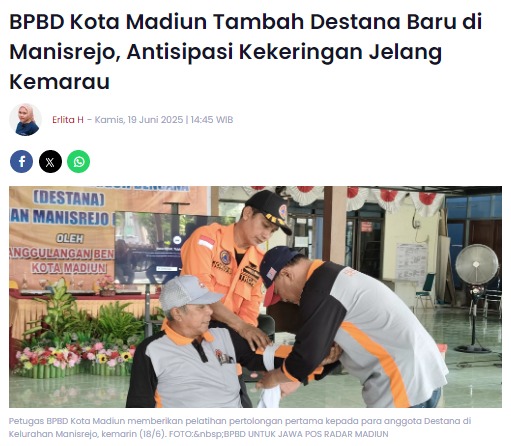 BPBD Kota Madiun Tambah Destana Baru di Manisrejo, Antisipasi Kekeringan Jelang Kemarau