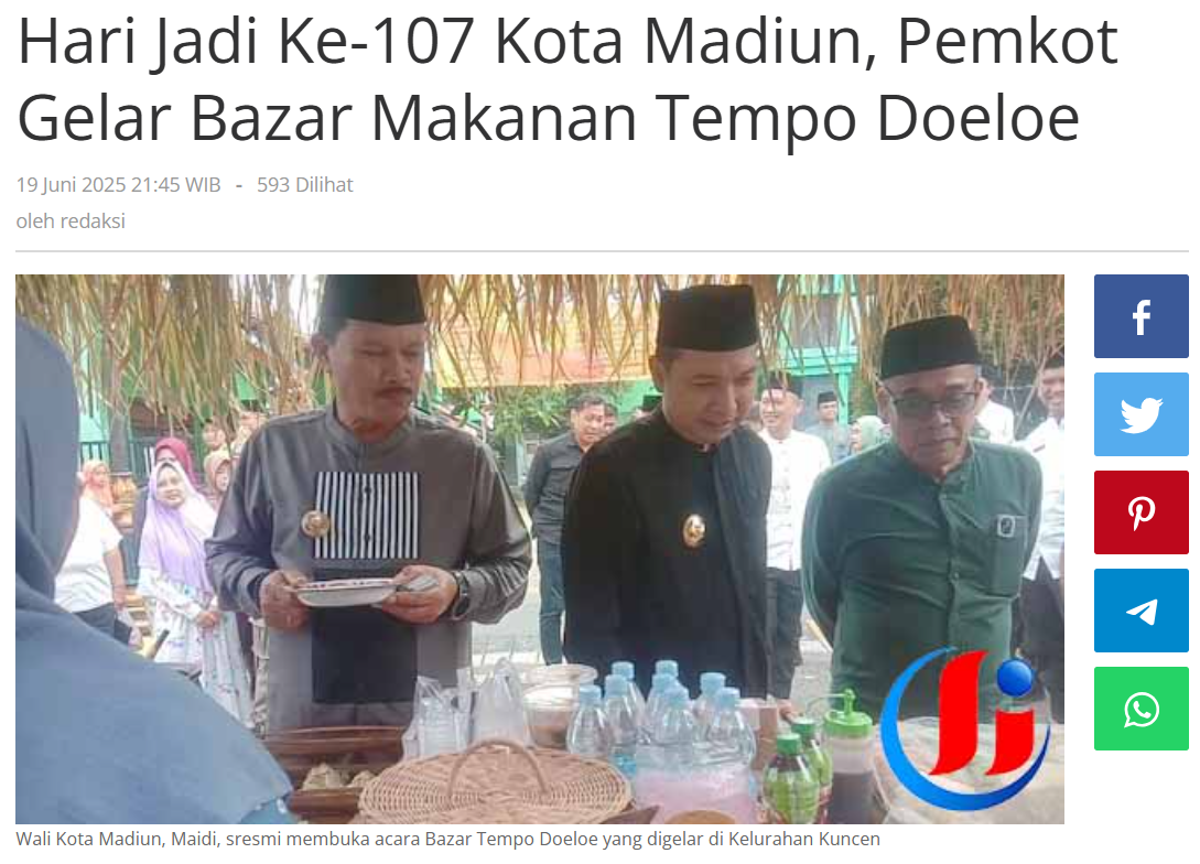 Hari Jadi Ke-107 Kota Madiun, Pemkot Gelar Bazar Makanan Tempo Doeloe