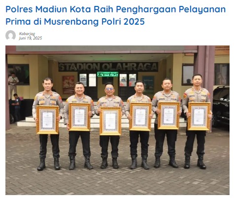 Polres Madiun Kota Raih Penghargaan Pelayanan Prima di Musrenbang Polri 2025