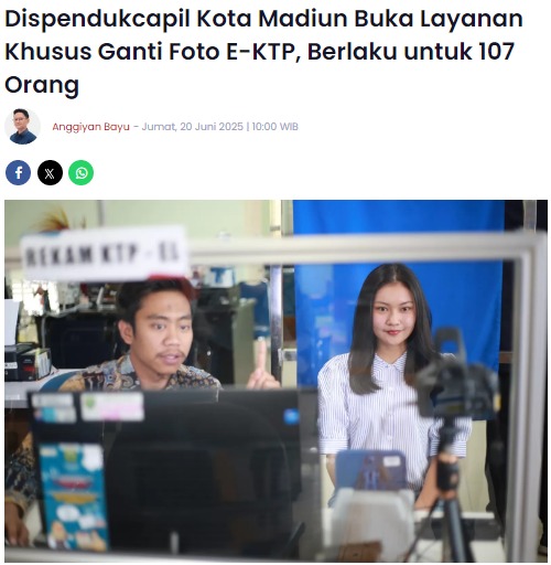 Dispendukcapil Kota Madiun Buka Layanan Khusus Ganti Foto E-KTP, Berlaku untuk 107 Orang