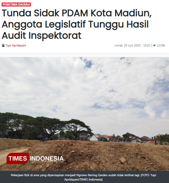 Tunda Sidak PDAM Kota Madiun, Anggota Legislatif Tunggu Hasil Audit Inspektorat