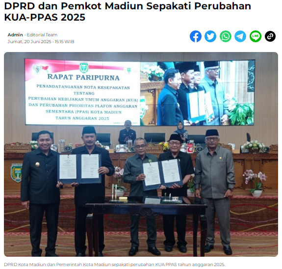 DPRD dan Pemkot Madiun Sepakati Perubahan KUA-PPAS 2025