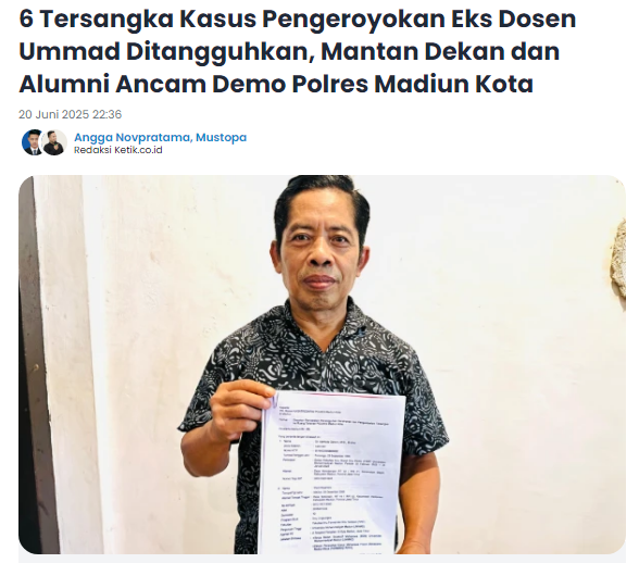 Ummad Ditangguhkan, Mantan Dekan dan Alumni Ancam Demo Polres Madiun Kota