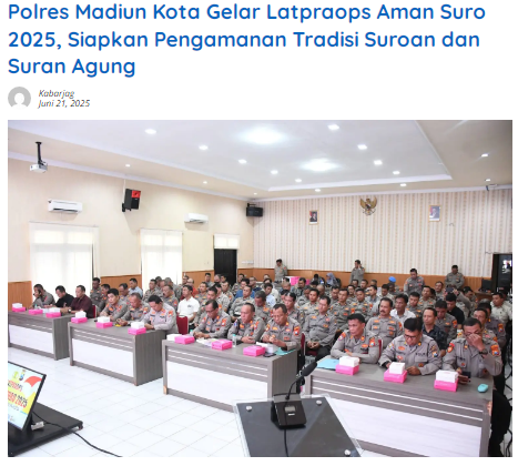 Polres Madiun Kota Gelar Latpraops Aman Suro 2025, Siapkan Pengamanan Tradisi Suroan dan Suran Agung