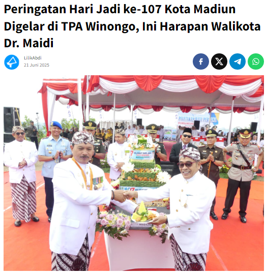 Peringatan Hari Jadi ke-107 Kota Madiun Digelar di TPA Winongo, Ini Harapan Walikota Dr. Maidi