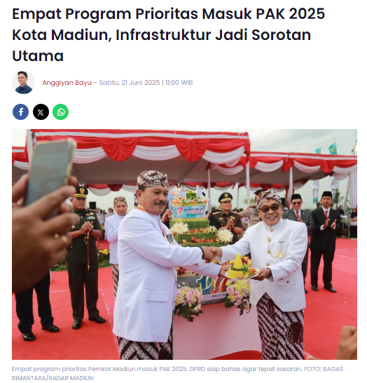 Empat Program Prioritas Masuk PAK 2025 Kota Madiun, Infrastruktur Jadi Sorotan Utama