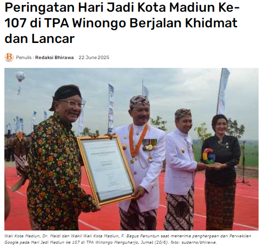 Peringatan Hari Jadi Kota Madiun Ke-107 di TPA Winongo Berjalan Khidmat dan Lancar