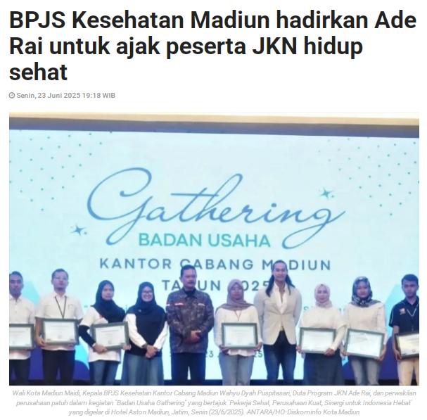 BPJS Kesehatan Madiun hadirkan Ade Rai untuk ajak peserta JKN hidup sehat