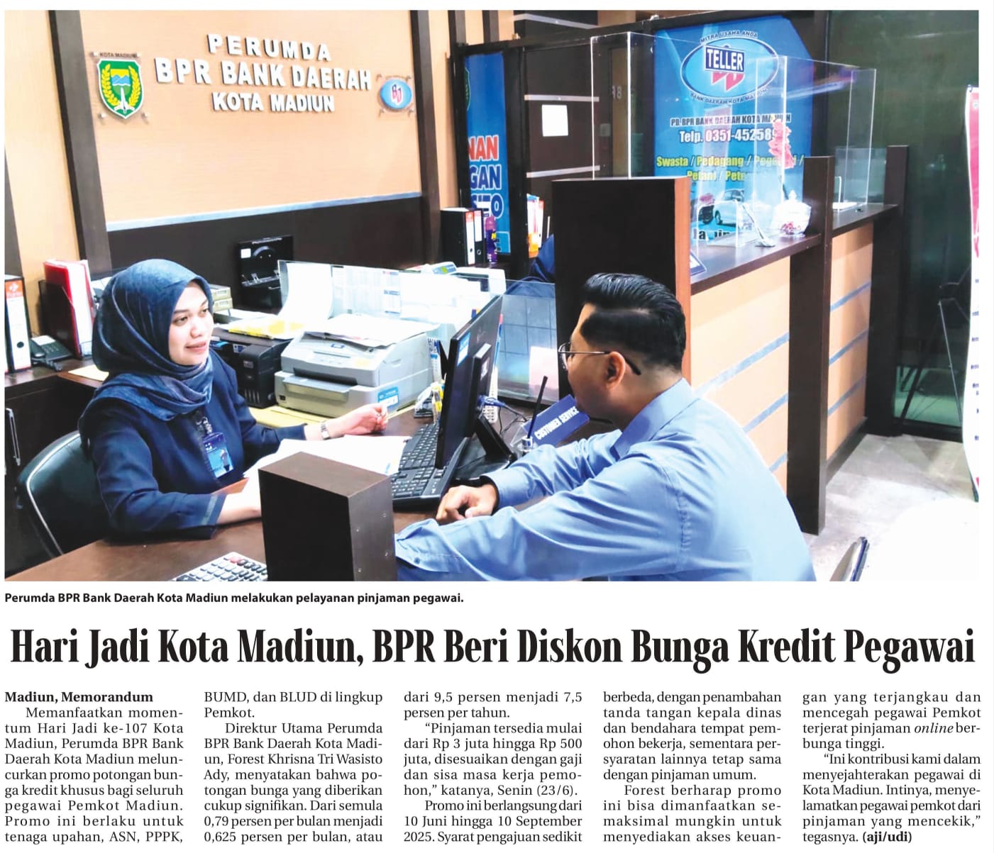 Hari Jadi Kota Madiun, BPR Beri Diskon Bunga Kredit Pegawai