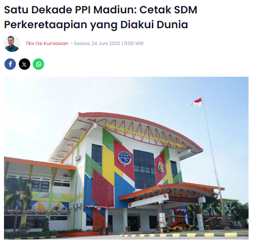 Satu Dekade PPI Madiun, Cetak SDM Perkeretaapian yang Diakui Dunia