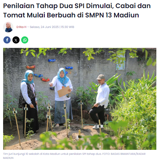 Penilaian Tahap Dua SPI Dimulai, Cabai dan Tomat Mulai Berbuah di SMPN 13 Madiun