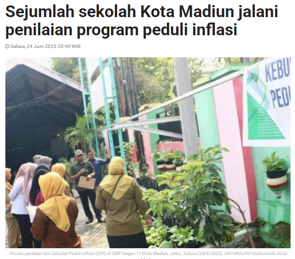 Sejumlah sekolah Kota Madiun jalani penilaian program peduli inflasi