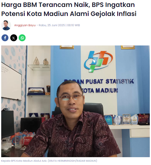 Harga BBM Terancam Naik, BPS Ingatkan Potensi Kota Madiun Alami Gejolak Inflasi