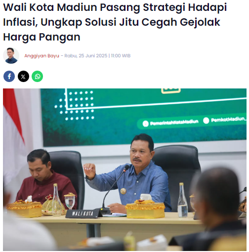 Wali Kota Madiun Pasang Strategi Hadapi Inflasi, Ungkap Solusi Jitu Cegah Gejolak Harga Pangan