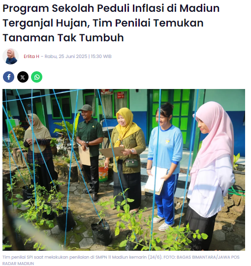 Program Sekolah Peduli Inflasi di Madiun Terganjal Hujan, Tim Penilai Temukan Tanaman Tak Tumbuh