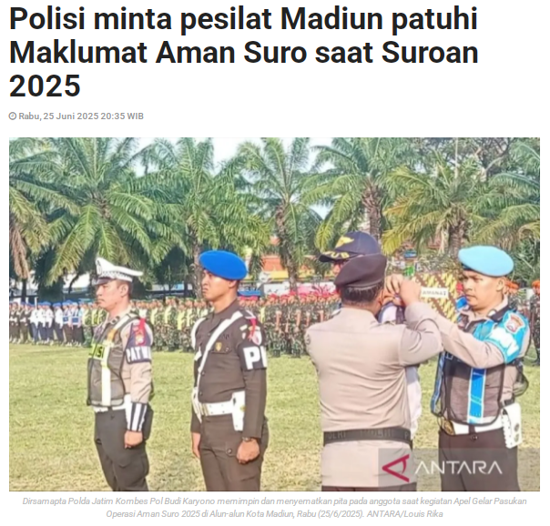 Polisi minta pesilat Madiun patuhi Maklumat Aman Suro saat Suroan 2025