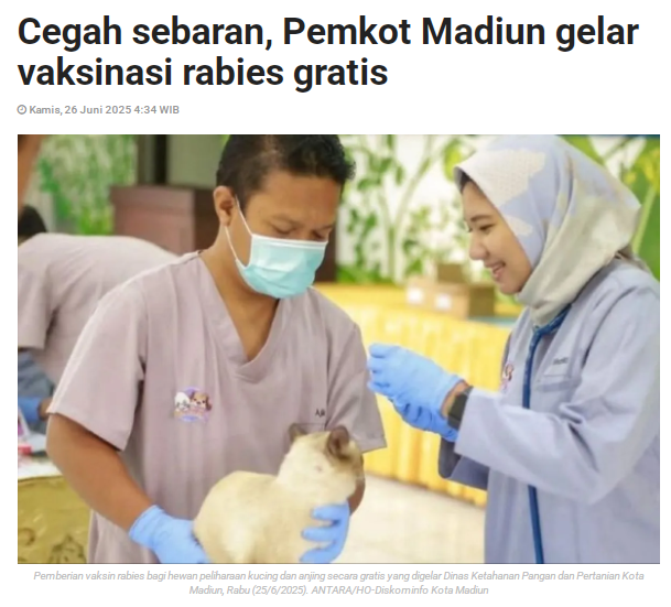 Cegah sebaran, Pemkot Madiun gelar vaksinasi rabies gratis