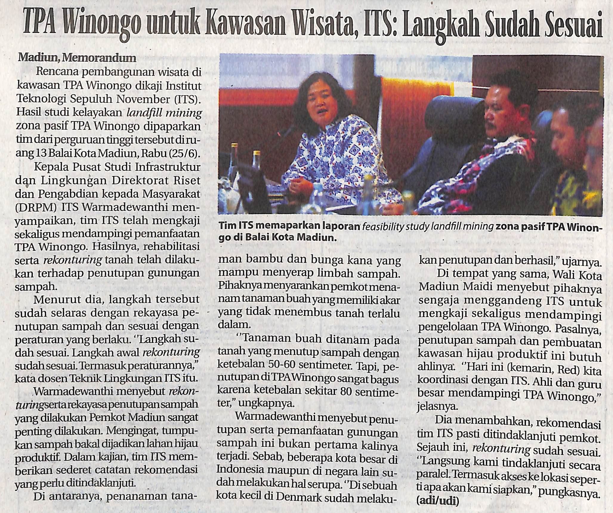 TPA Winongo untuk Kawasan Wisata, ITS Langkah Sudah Selesai