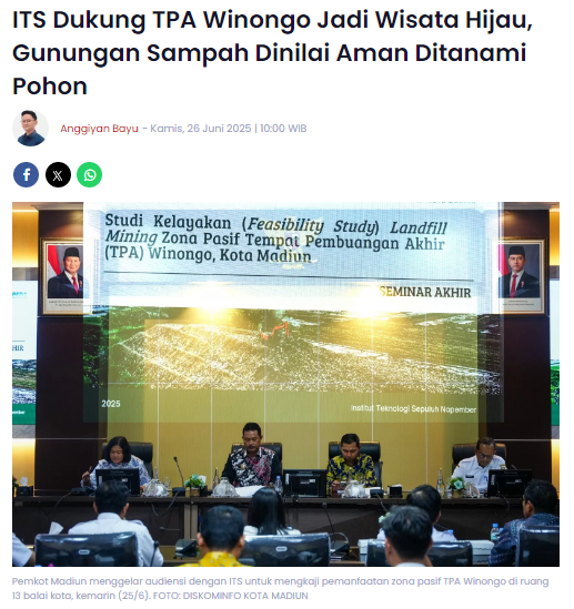 ITS Dukung TPA Winongo Jadi Wisata Hijau, Gunungan Sampah Dinilai Aman Ditanami Pohon